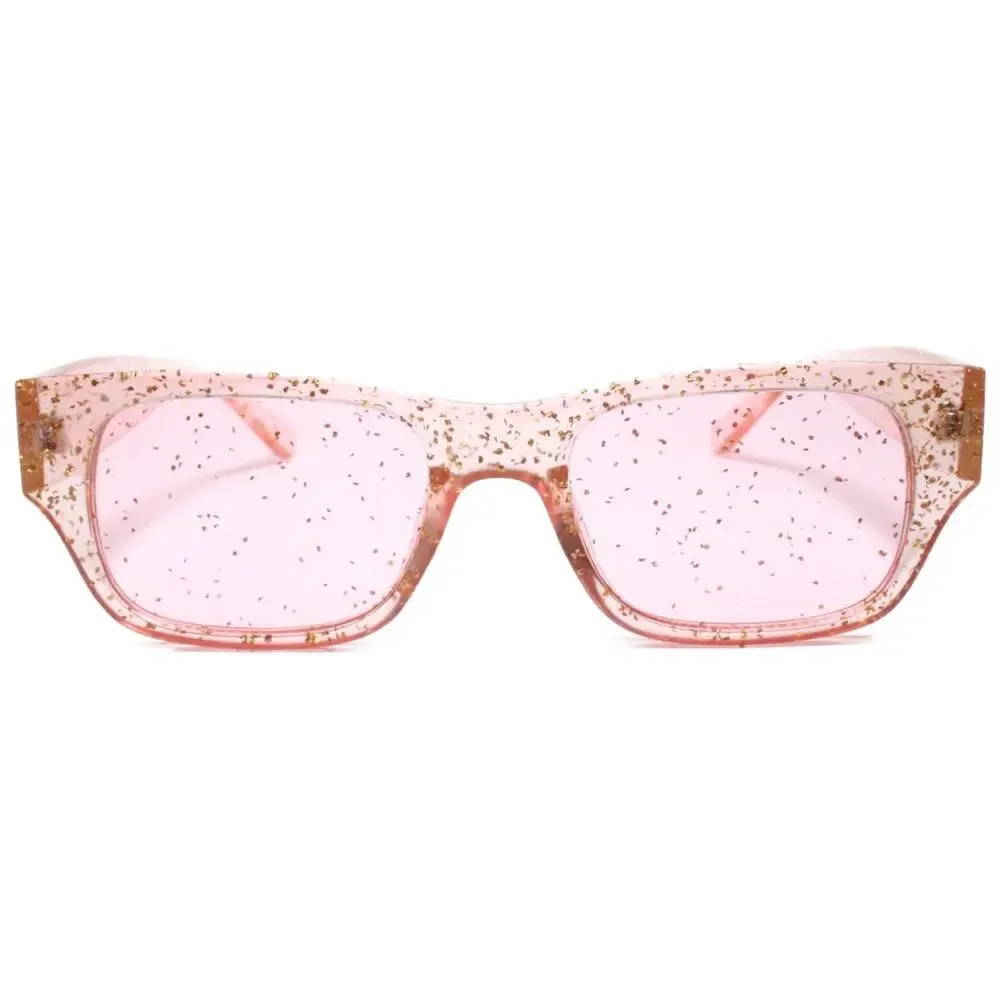 Pink Glitter Rectangle Sunglasses Sparkle Crystal Frame